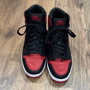 Jordan Women’s Black and Red High-Top Sneakers